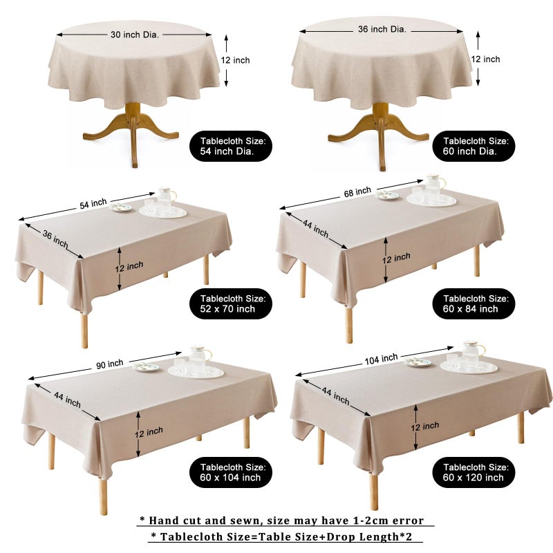 AUSSPVOCT Textured Linen Tablecloth Rectangle 60x84 Water Resistant Spill-Proof Wipeable Fabric Table Cloth Wrinkle Free Cloth Dining Table Cover for Birthday Spring Summer Holiday Party Tablecover - Image 4