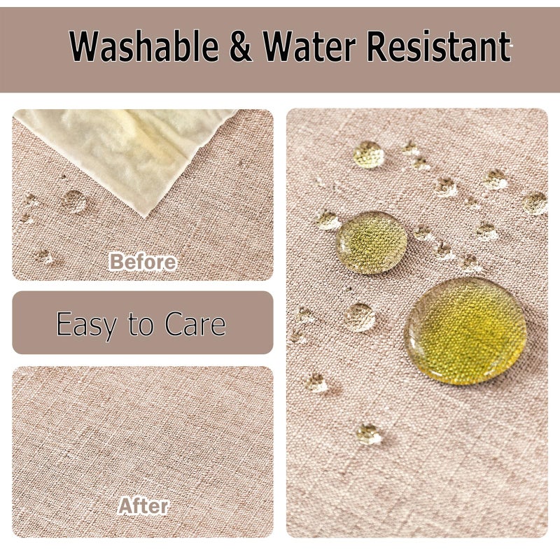 AUSSPVOCT Textured Linen Tablecloth Rectangle 60x84 Water Resistant Spill-Proof Wipeable Fabric Table Cloth Wrinkle Free Cloth Dining Table Cover for Birthday Spring Summer Holiday Party Tablecover - Image 3