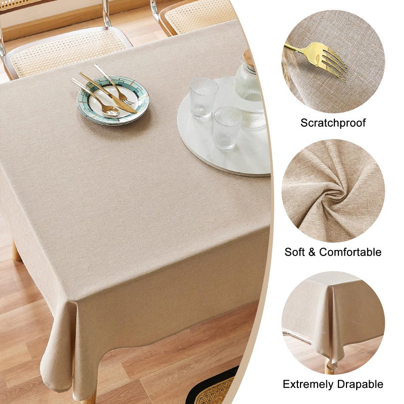 AUSSPVOCT Textured Linen Tablecloth Rectangle 60x84 Water Resistant Spill-Proof Wipeable Fabric Table Cloth Wrinkle Free Cloth Dining Table Cover for Birthday Spring Summer Holiday Party Tablecover - Image 2