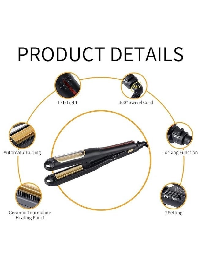 Macon Professional Automatic Hair Waver Crimper ,Ionic Ceramic Corrugation Iron, Fluffy Hairstyle Curler with Adjustable Heat Settings, Quick Styling Tool for Home & Travel - Image 3
