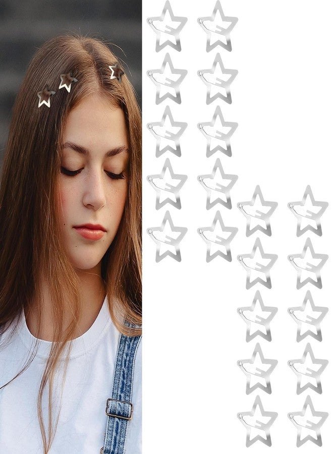 Rinpoche Metal Tic Tac Snap Star Hair Accessories Babies Pins Non Slip Barrettes Side Clip Star Pins for Girl's and Baby (Silver) (Pack Of 10) - Image 3
