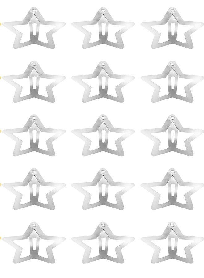 Rinpoche Metal Tic Tac Snap Star Hair Accessories Babies Pins Non Slip Barrettes Side Clip Star Pins for Girl's and Baby (Silver) (Pack Of 10) - Image 1