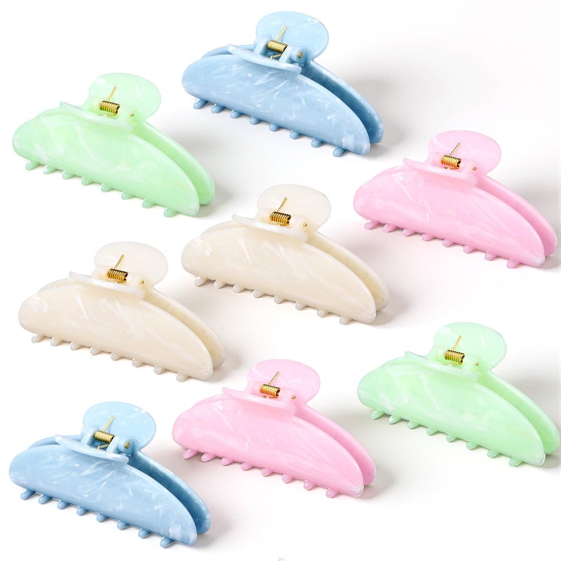 Yuxung 8 Pcs Large Acrylic Hair Claw Clips for Women Non slip Strong Hold Clamps for Thick and Thin Hair(Marble,Sweet Color) - Image 1
