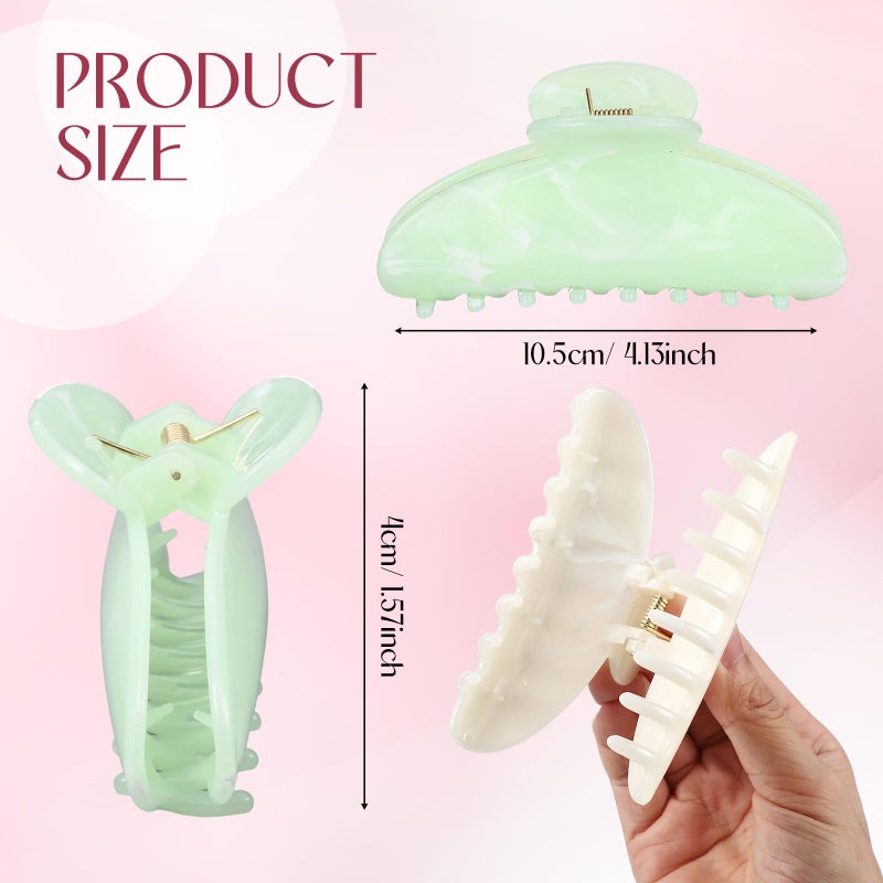 Yuxung 8 Pcs Large Acrylic Hair Claw Clips for Women Non slip Strong Hold Clamps for Thick and Thin Hair(Marble,Sweet Color) - Image 2