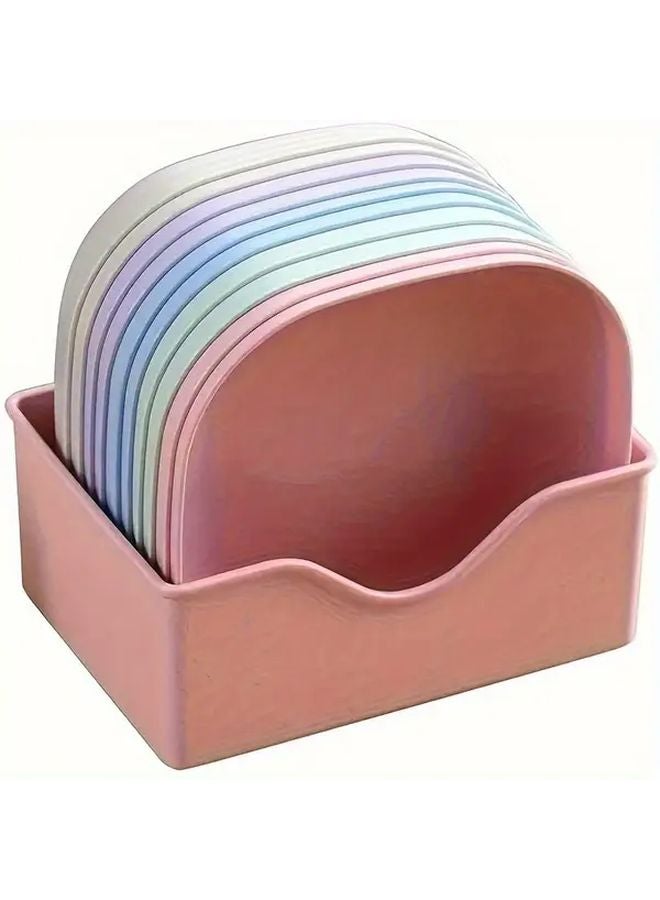 10 Square Plates With 1 Stand Durable Plastic Food Trays Random Color Kitchen Party Serving - Image 4