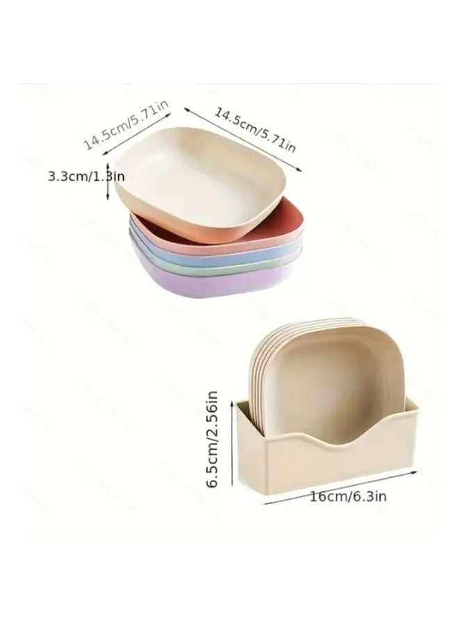 10 Square Plates With 1 Stand Durable Plastic Food Trays Random Color Kitchen Party Serving - Image 3