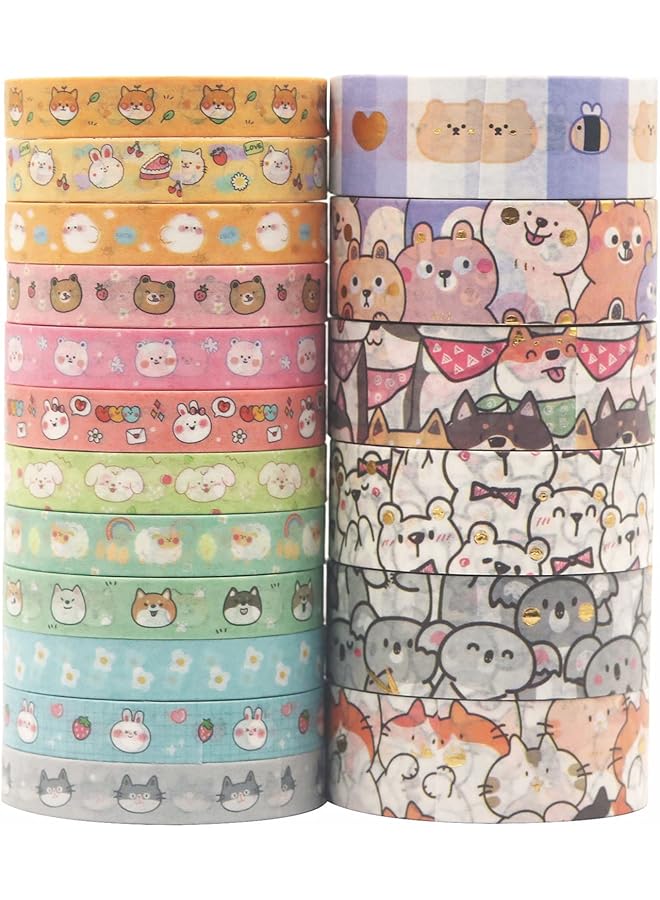 Generic Pets Washi Tape Set 18 Rolls Gold Embellishment Decorative Masking Tapes For Arts Diy Crafts Bullet Journals Planners Scrapbook Wrapping Puppies  - Image 1