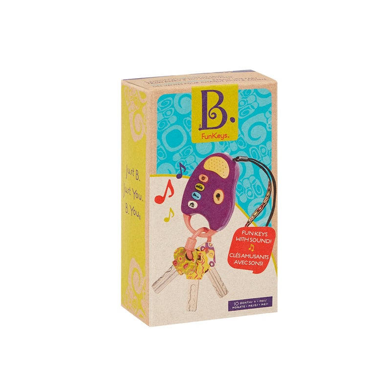 B. toys – Toy Car Keys – Key Fob with Lights & Sounds – Interactive Baby Toy – Pretend Keys for Babies, Toddlers – 10 Months + – FunKeys – Purple - Image 5