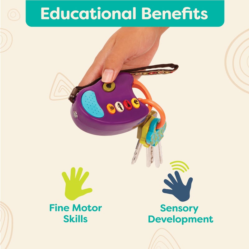 B. toys – Toy Car Keys – Key Fob with Lights & Sounds – Interactive Baby Toy – Pretend Keys for Babies, Toddlers – 10 Months + – FunKeys – Purple - Image 2