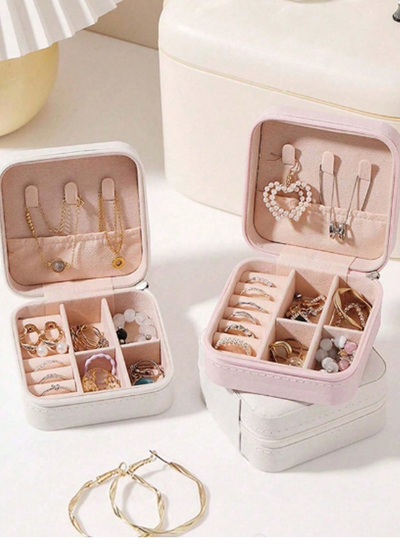 صناديق تخزين المجوهرات الأنيقة مع مقصورات - منظم مدمج للخواتم، الأقراط، والقلائد - Image 1