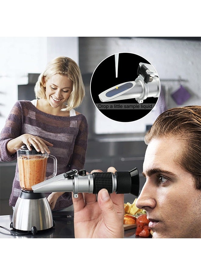 مقياس انكسار بركس 0 ~ 90%، مقياس انكسار السكر المحمول، مقياس انكسار السكر عالي الدقة مع ATC ​​للفواكه والمشروبات والعصائر والعسل وشراب القيقب ودبس السكر والمشروبات السكرية الأخرى - Image 4