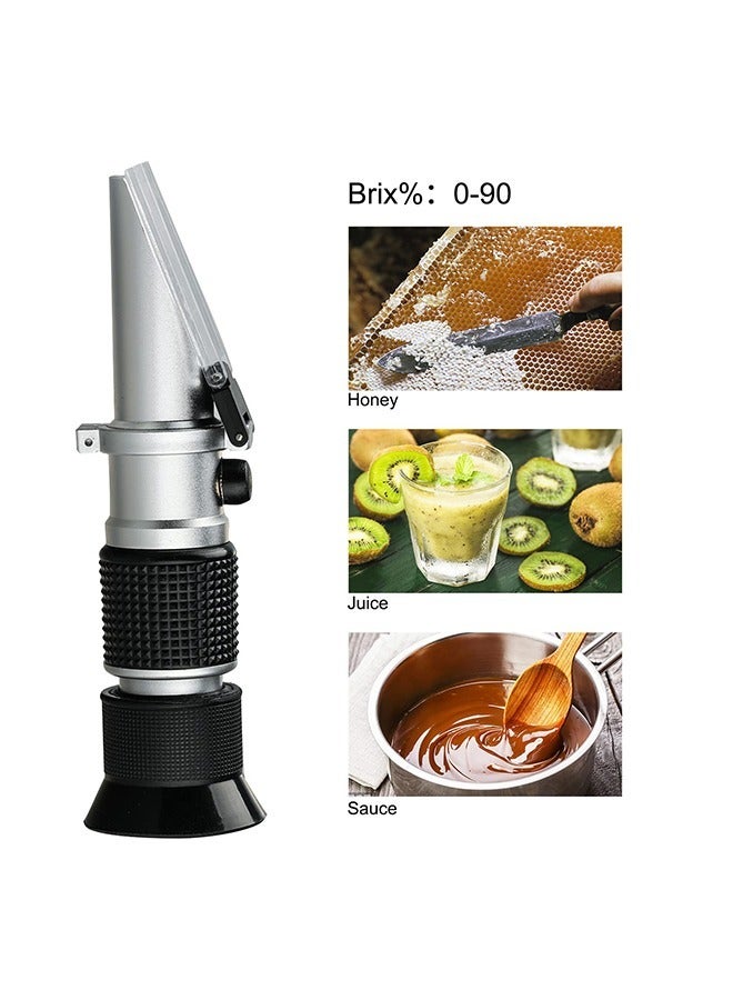 مقياس انكسار بركس 0 ~ 90%، مقياس انكسار السكر المحمول، مقياس انكسار السكر عالي الدقة مع ATC ​​للفواكه والمشروبات والعصائر والعسل وشراب القيقب ودبس السكر والمشروبات السكرية الأخرى - Image 3