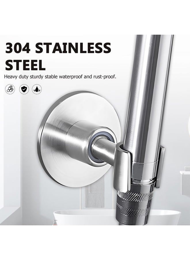 BokWin Stainless Steel Shower Head Holder, 360° Adjustable Handheld Bathroom Shower Head Bracket, Metal Shower Spray Holder Wall Mount, Brushed SUS 304 Steel Holder (Screw Installation) - Image 3