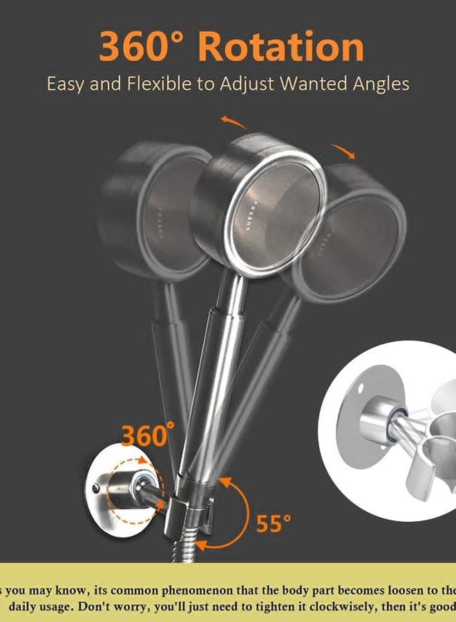 BokWin Stainless Steel Shower Head Holder, 360° Adjustable Handheld Bathroom Shower Head Bracket, Metal Shower Spray Holder Wall Mount, Brushed SUS 304 Steel Holder (Screw Installation) - Image 2