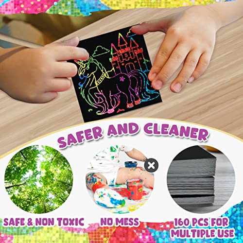 ZMLM 165 Rainbow Scratch Paper Art Crafts Mini Notes Kids Gifts 4 5 6 7 8 9 10 Years Old Girls Boys Students Teens Classroom Prizes School Supplies Birthday Party Travel Toy Gift(Holographic) - Image 4
