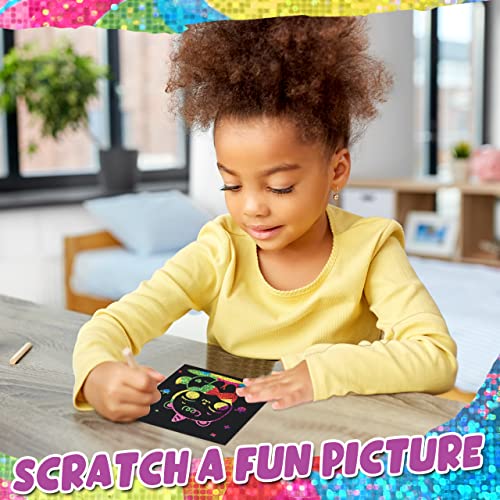 ZMLM 165 Rainbow Scratch Paper Art Crafts Mini Notes Kids Gifts 4 5 6 7 8 9 10 Years Old Girls Boys Students Teens Classroom Prizes School Supplies Birthday Party Travel Toy Gift(Holographic) - Image 2