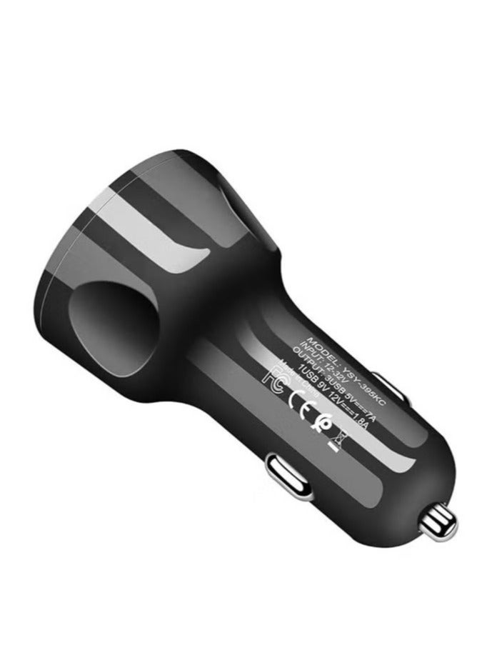 JAJEEK 55W Quick Charge Car Charger – QC3.0 + PD 20W, 3-Port USB Fast Charging Adapter for iPhone, Samsung & More – 12V/24V Lighter Plug for Road Trips - Image 1