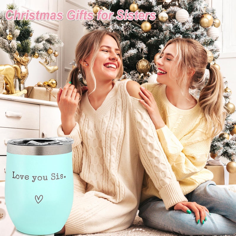 SHOW-YA Sisters Gifts from Sister - I Love You Sis-Christmas Gift Birthday Gift for Sister - Sisters Gifts - 12oz Coffee Tumbler for Besties, Girls(Mint) - Image 5