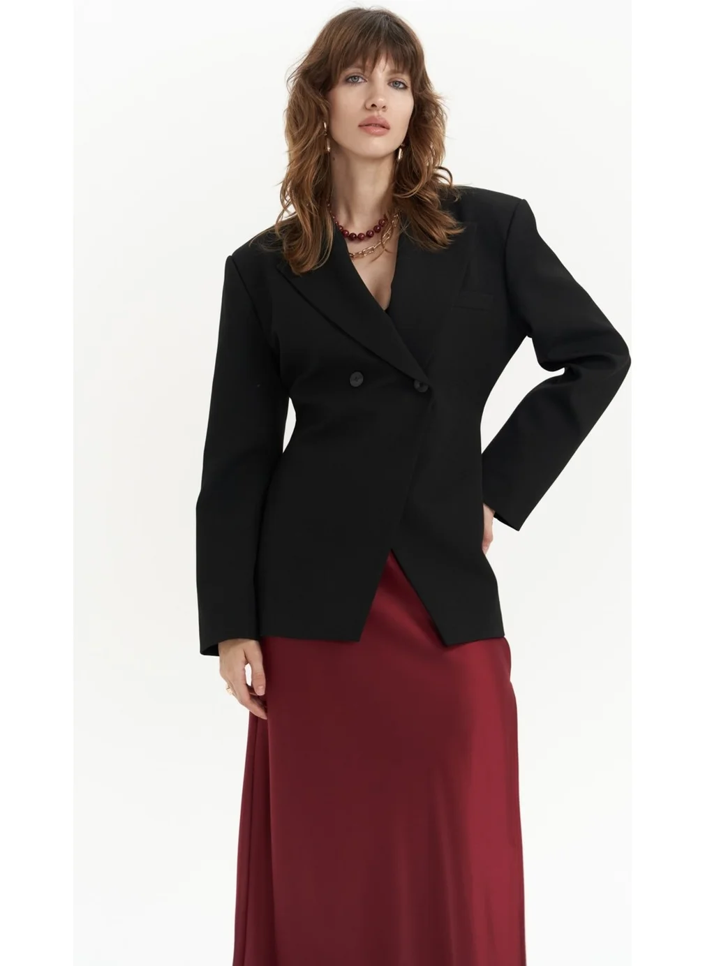 Mai Collection Allegany Black Waist Fitted Blazer