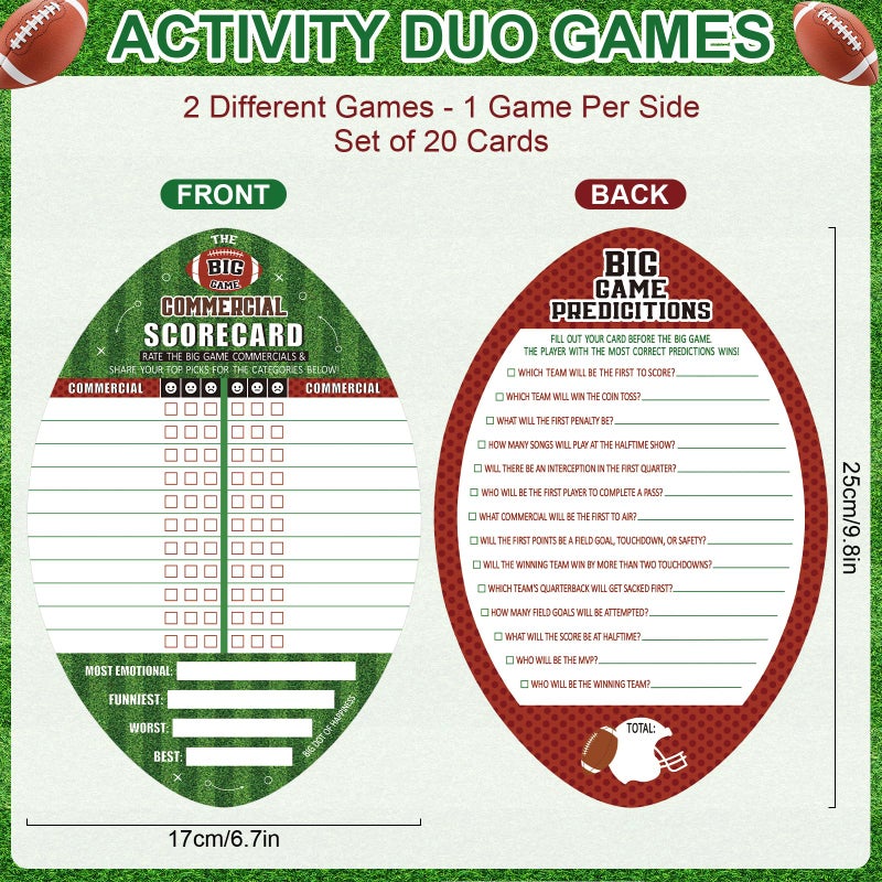 Sereliy 25 Pack Football Party Cards Double-Sided, 2 Games in 1 Football Game Cards for Super Football Bowl Game Day Sports Themed Parties - Image 2