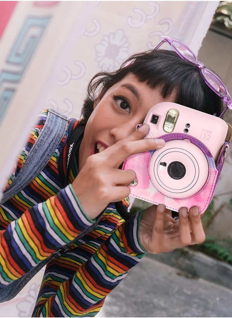 SYOSI Case for Fujifilm Instax Mini 12 Camera Protective PU Leather Bag Cover with Adjustable Shoulder Strap and Mini Photo Album 64 Pockets  - Image 5