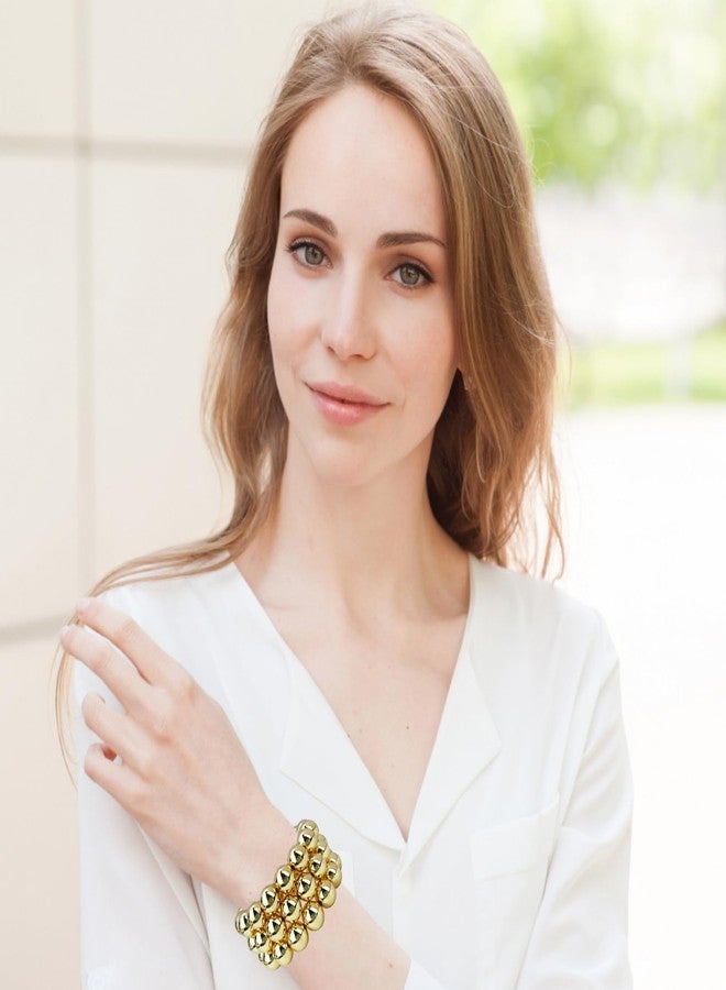 YBMYCM Gold Beaded Bracelets for Women Chunky Stackable Gold Plated 12mm Bead Ball Stretch Bracelet Set Jewelry Gifts - Image 5