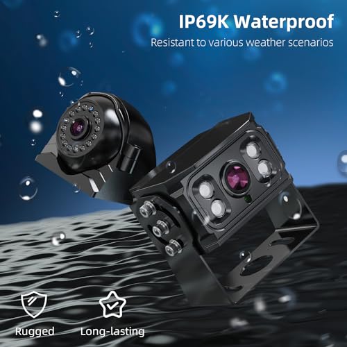 eRapta نظام كاميرا احتياطية eRapta HD 1080p، شاشة عكسية 7 بوصة مع تسجيل رباعي، مقاومة للماء IP69، كاميرات رؤية خلفية وجانبية، كاميرا احتياطية لشاحنة RV/مقطورة/جرار/صندوق/مخيم Y0202 - Image 4