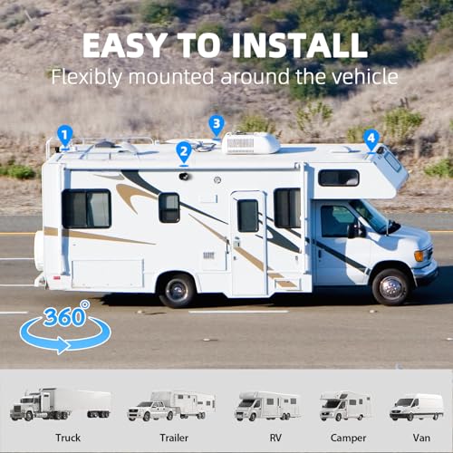 eRapta نظام كاميرا احتياطية eRapta HD 1080p، شاشة عكسية 7 بوصة مع تسجيل رباعي، مقاومة للماء IP69، كاميرات رؤية خلفية وجانبية، كاميرا احتياطية لشاحنة RV/مقطورة/جرار/صندوق/مخيم Y0202 - Image 5