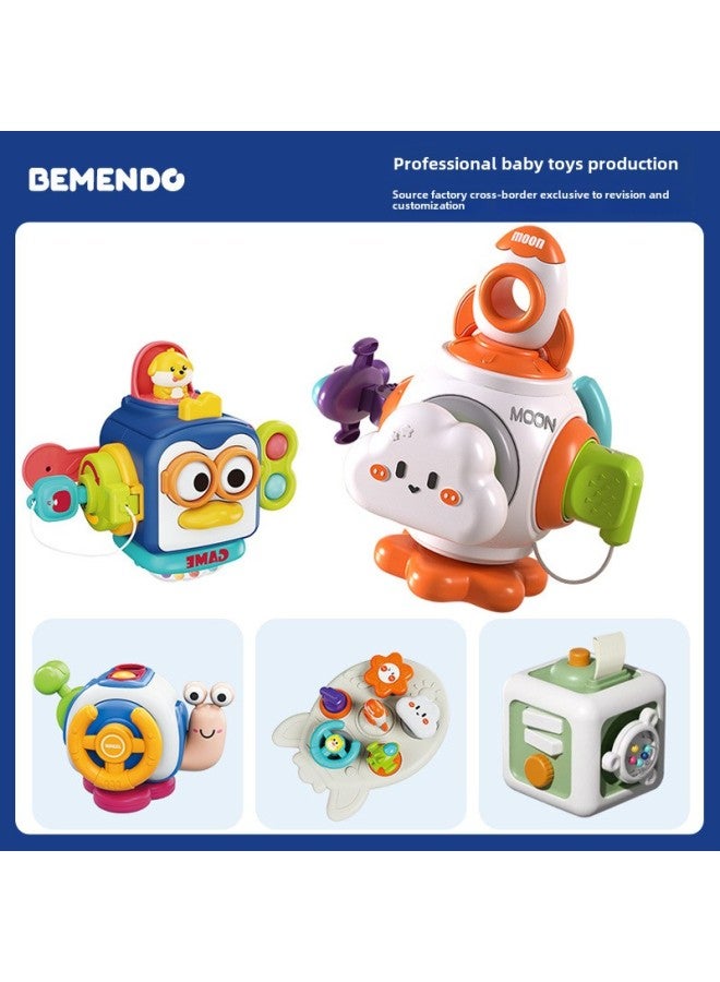 Infant Busy Hand Grasping Ball Puzzle Grasping Touch Ball Soothing Soft Rubber Rattle Toy For 0-1 Years Old Early Childhood Education Baby-Color:Rocket Busy Board