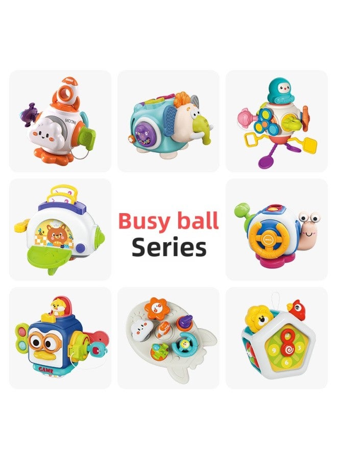 Infant Busy Hand Grasping Ball Puzzle Grasping Touch Ball Soothing Soft Rubber Rattle Toy For 0-1 Years Old Early Childhood Education Baby-Color:Rocket Busy Board