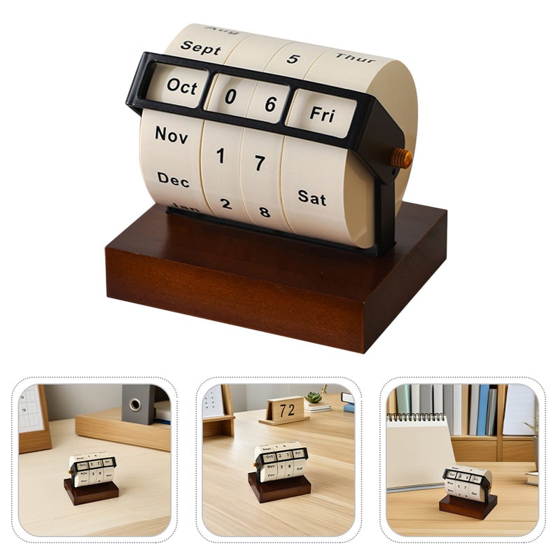2pcs Rotating Perpetual Calendar: Metal Standing Wedding Anniversary Daily Desktop Perpetual Desk Birthday Display Daily Calendar Home Office Decor Teacher Business Present - Image 2