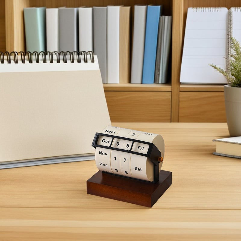 2pcs Rotating Perpetual Calendar: Metal Standing Wedding Anniversary Daily Desktop Perpetual Desk Birthday Display Daily Calendar Home Office Decor Teacher Business Present - Image 4