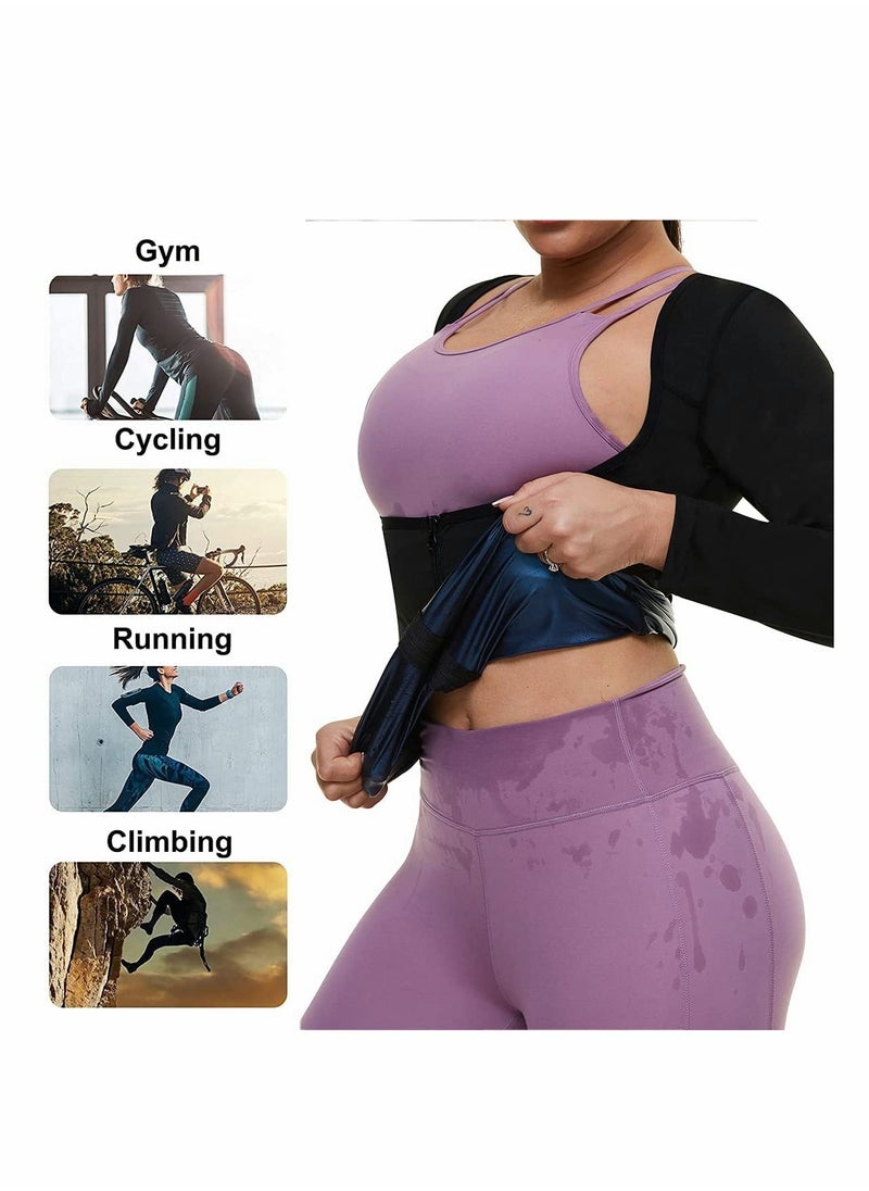 SYOSI - Sauna Suit for Women Sweat Body Shaper Jacket Hot Waist Trainer Long Sleeve Zipper Shirt Workout Top - L - Image 1