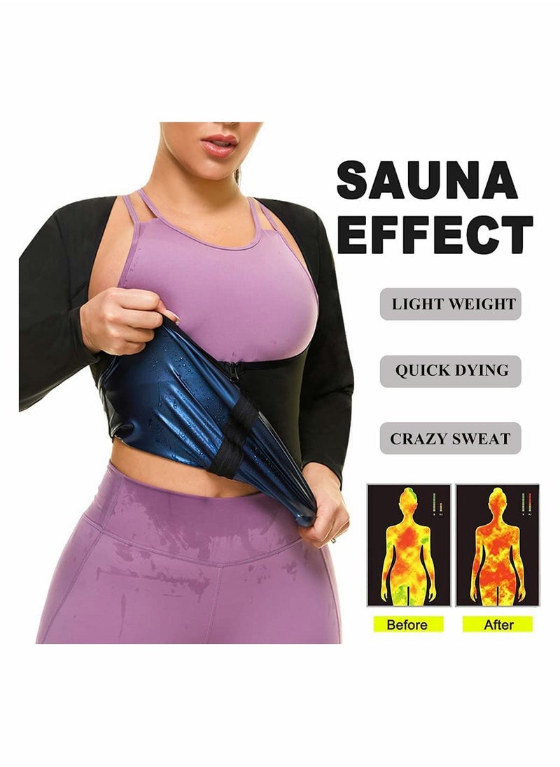SYOSI - Sauna Suit for Women Sweat Body Shaper Jacket Hot Waist Trainer Long Sleeve Zipper Shirt Workout Top - L - Image 1