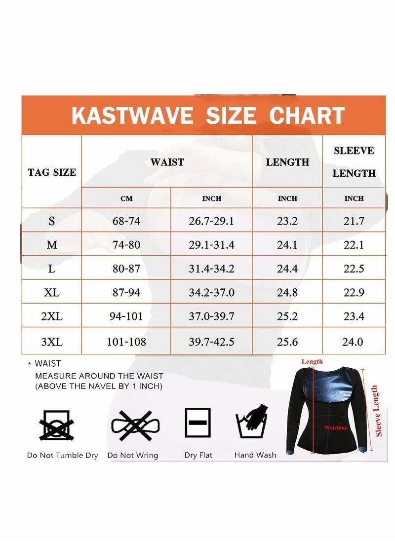 SYOSI - Sauna Suit for Women Sweat Body Shaper Jacket Hot Waist Trainer Long Sleeve Zipper Shirt Workout Top - L - Image 1