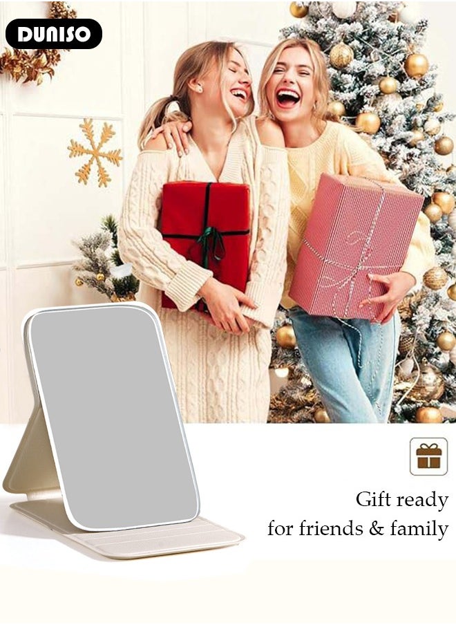 DUNISO Folding Mirror, Mini Portable Tabletop Mirror with Multi-Angle Adjustment, PU Leather Vanity Mirror Adjustable Stand for Travel,Camping,Room Decor, Cosmetic Bag, Beauty Room, Powder Room  - Image 3