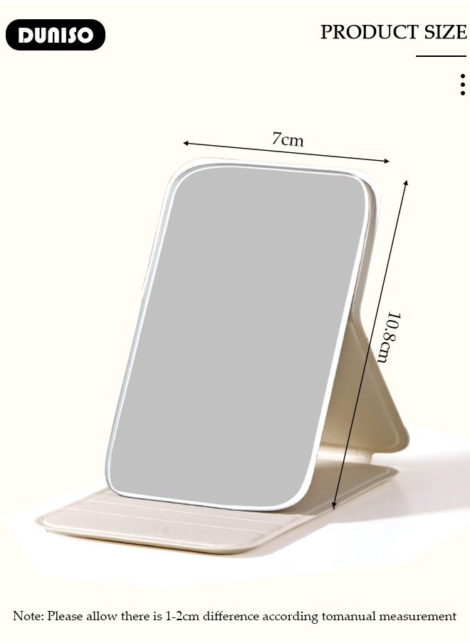 DUNISO Folding Mirror, Mini Portable Tabletop Mirror with Multi-Angle Adjustment, PU Leather Vanity Mirror Adjustable Stand for Travel,Camping,Room Decor, Cosmetic Bag, Beauty Room, Powder Room  - Image 4