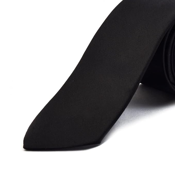 UMANI® Premium Microfiber Black Satin Necktie | Elegant Slim Design - Image 3