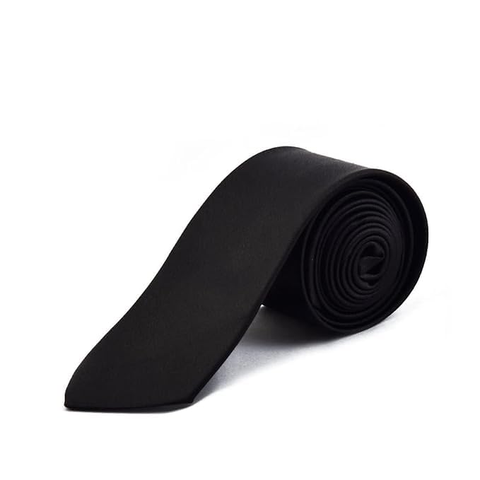 UMANI® Premium Microfiber Black Satin Necktie | Elegant Slim Design - Image 1