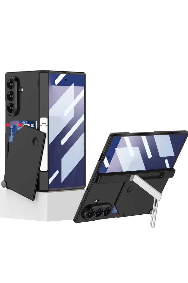 general Suitable for Samsung zFold7 phone case, rotating card holder, shockproof magnetic folding stand, precision hole shell film integrated hard shell protective case