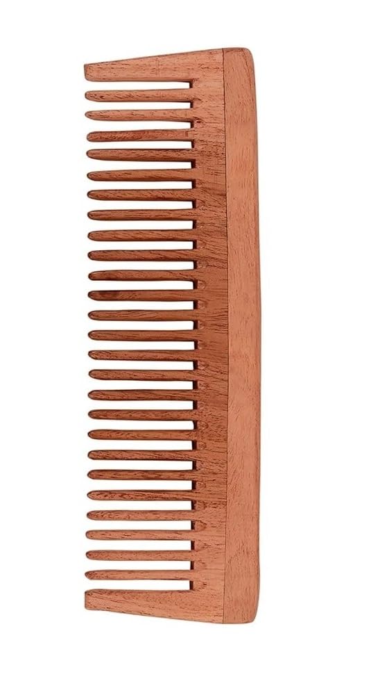 INSIME Neem wooden comb for women hair growth | Kacchi herb treated neem wood comb for men women | Wide tooth Hair comb for Men & Women - Image 1