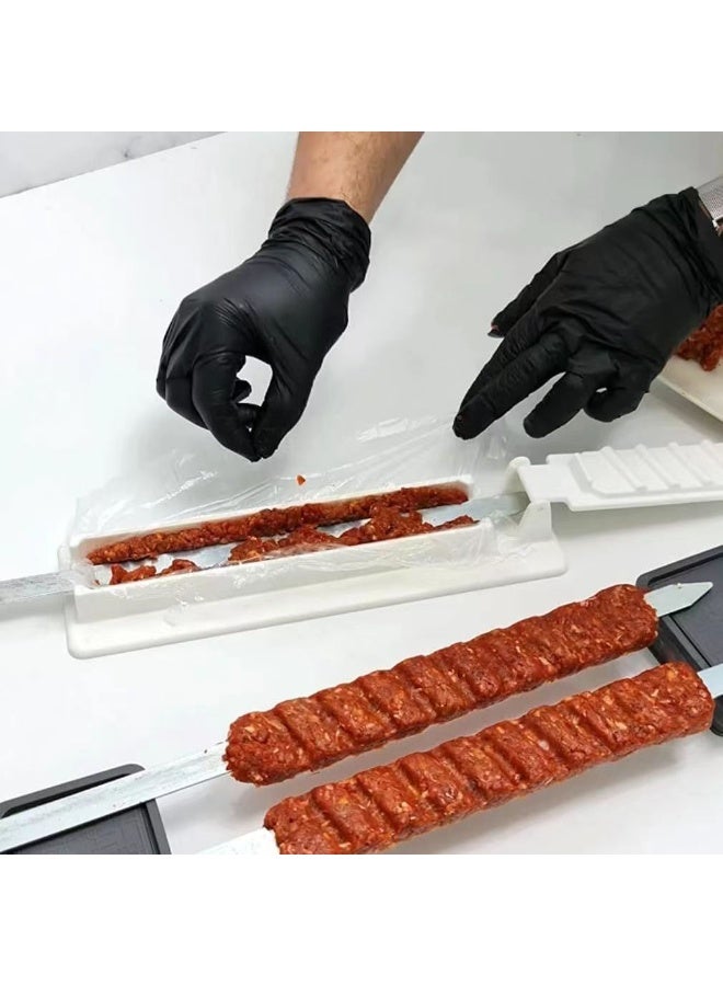 عام قطعتان من مكبس صنع الكباب | قالب كباب يدوي لصنع أسياخ كباب مشوية بلا لصق، سهل التنظيف، شكّل كفتة الكباب مثل طاهٍ تقليدي. - Image 4