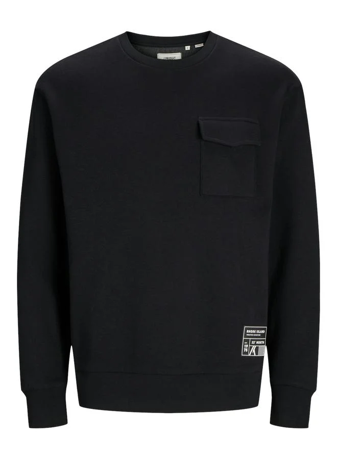 PRODUKT Solid Badge Detail Sweatshirt with Flap Pocket