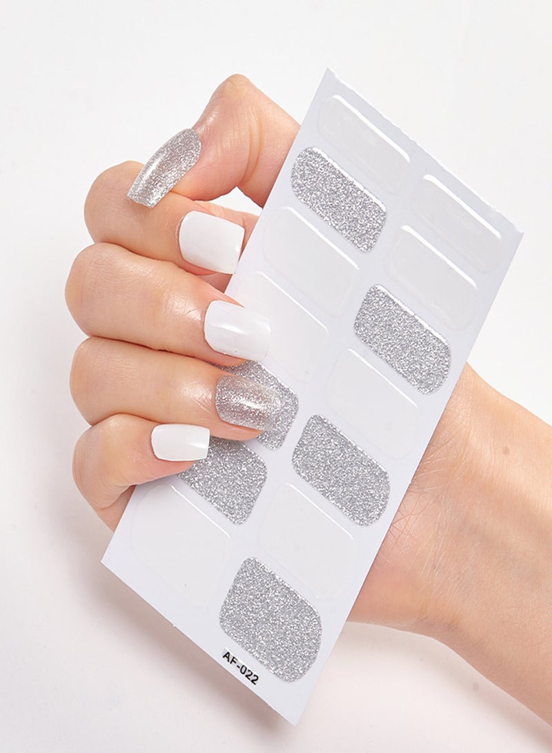 Cured Gel Nail Polish Strips Stickers, Adhesive Full Wrap Gel Nail Art Sticker, Waterproof Gel Nail Wrap Stickers with Nail File and Stick - Image 1