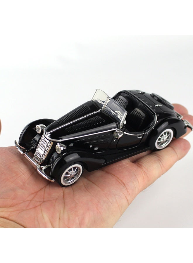 1:32 Scale Black Alloy Retro Car Model, Pull-Back Toy Vehicle with Openable Doors, Vintage Classic Design for Kids & Collectors, Ideal for Play, Display & Home Decor - Image 2