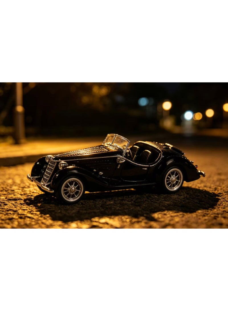 1:32 Scale Black Alloy Retro Car Model, Pull-Back Toy Vehicle with Openable Doors, Vintage Classic Design for Kids & Collectors, Ideal for Play, Display & Home Decor - Image 5