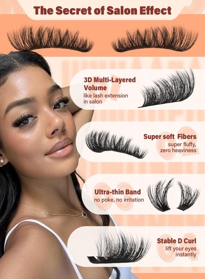 wiwoseo Lash Clusters Kit Fluffy 100D Thick Eyelash Clusters 10-18MM 192pcs 3D Volume Cluster Eyelash Extensions Kit D Curl Lashes Cluster Wispy Lash Extensions DIY Individual Lashes by wiwoseo - Image 4