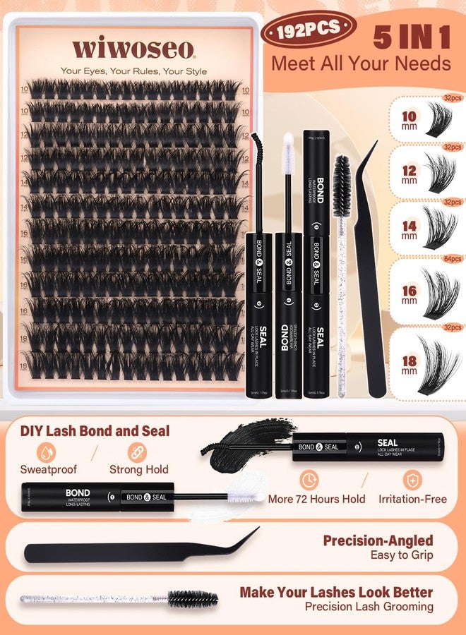 wiwoseo Lash Clusters Kit Fluffy 100D Thick Eyelash Clusters 10-18MM 192pcs 3D Volume Cluster Eyelash Extensions Kit D Curl Lashes Cluster Wispy Lash Extensions DIY Individual Lashes by wiwoseo - Image 2