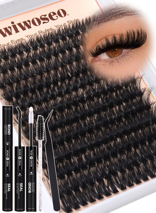wiwoseo Lash Clusters Kit Fluffy 100D Thick Eyelash Clusters 10-18MM 192pcs 3D Volume Cluster Eyelash Extensions Kit D Curl Lashes Cluster Wispy Lash Extensions DIY Individual Lashes by wiwoseo - Image 1