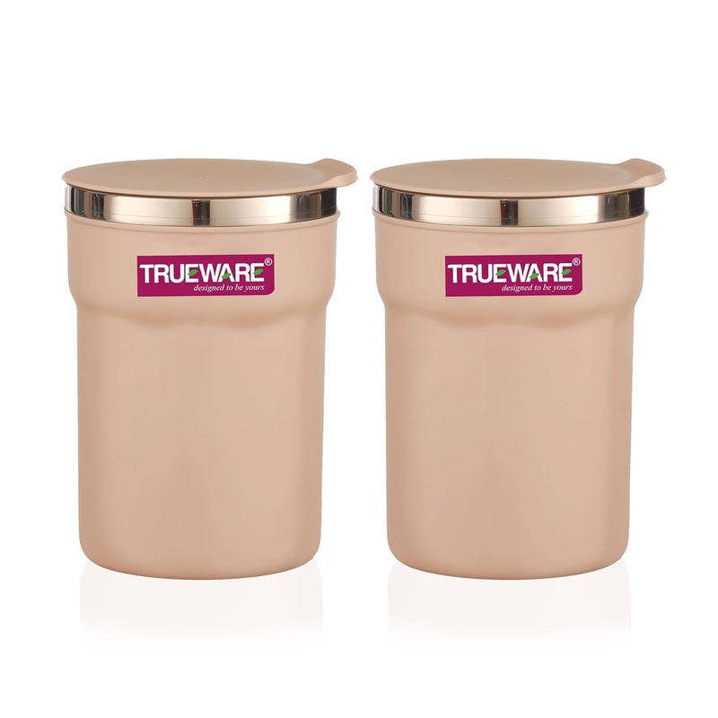 Trueware Trueware ACE 275 ML Inner Steel Outer Plastic Insulated Coffee CupMugTumbler Set of 2 for Hot and Cold Drinks BPAFree Food Grade Ideal for Car Home Office Travelling Pink - Image 1